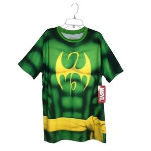 Marvel Iron Fist Green Yellow Sublimated Halloween Costume Fitness T-Shirt L‎